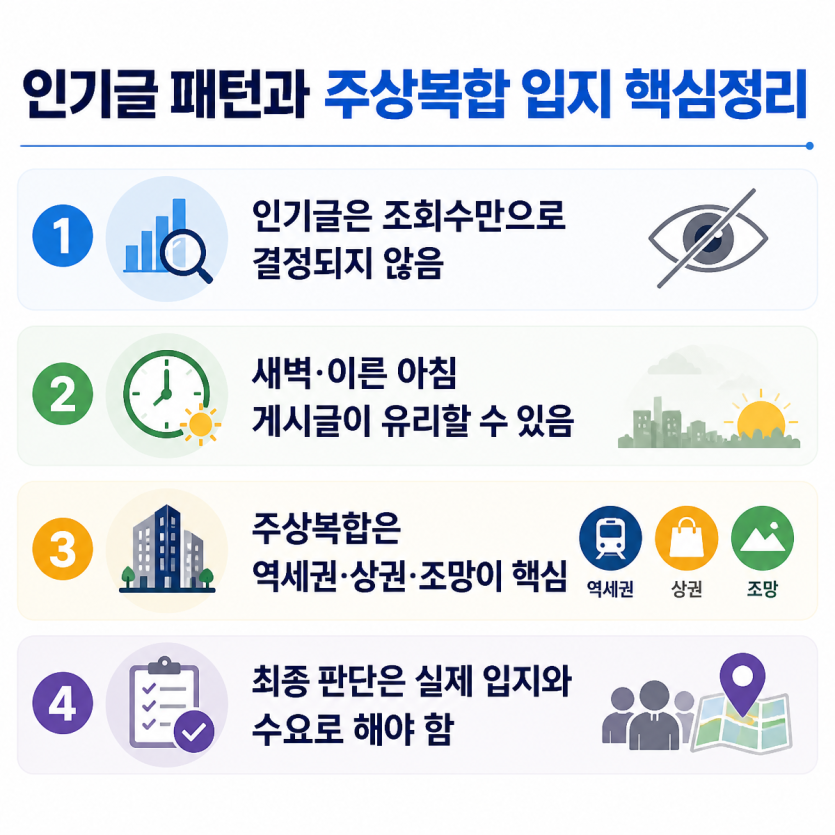 인기글 패턴과 주상복합 입지 핵심정리