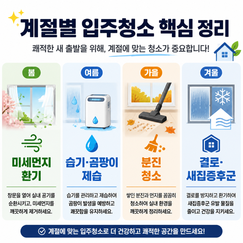 계절별 입주청소 핵심 체크포인트 안내