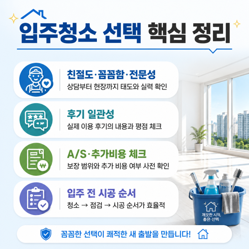 입주청소 선택 기준과 후기 체크포인트 정리