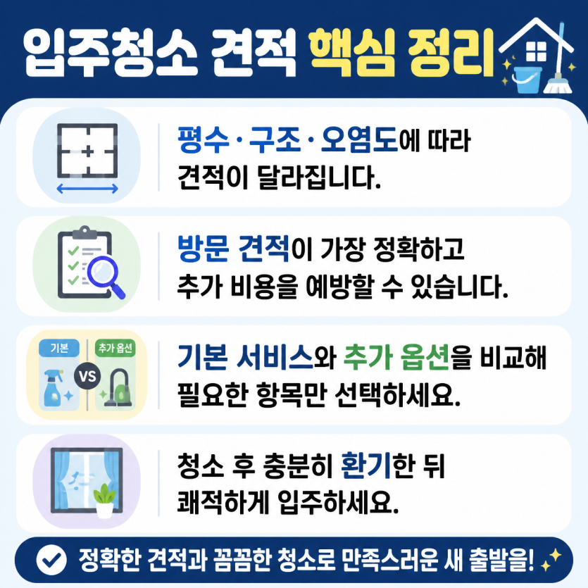 입주청소 견적과 체크포인트 한눈에 보기