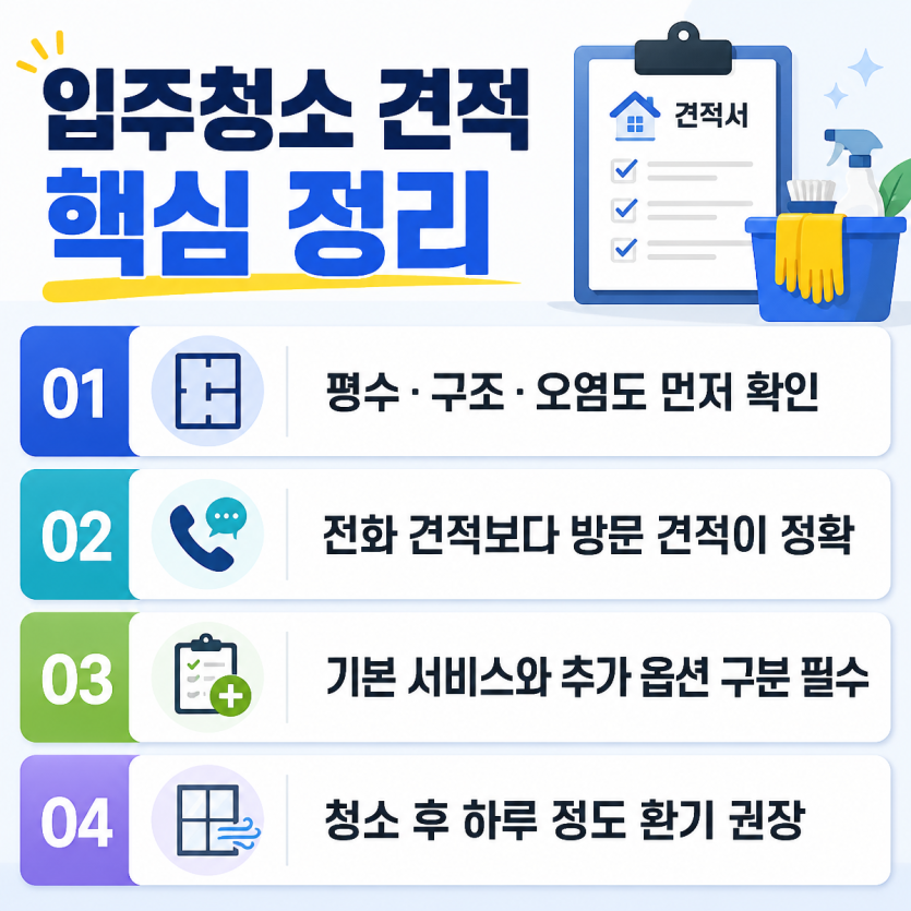 입주청소 견적 핵심 한눈에 정리