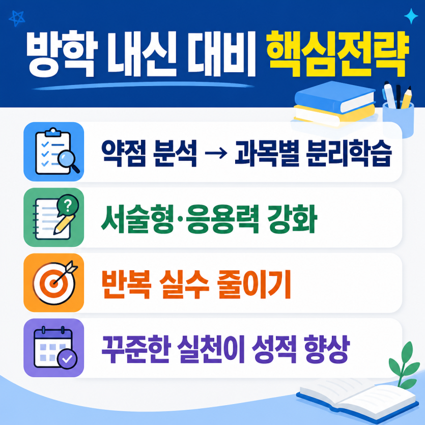 방학 내신 대비 핵심전략 한눈에 정리