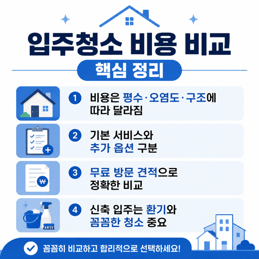입주청소 비용 비교 핵심 정리