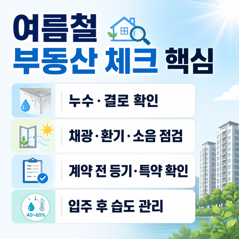 여름철 부동산 점검과 계약 전 확인 핵심정리