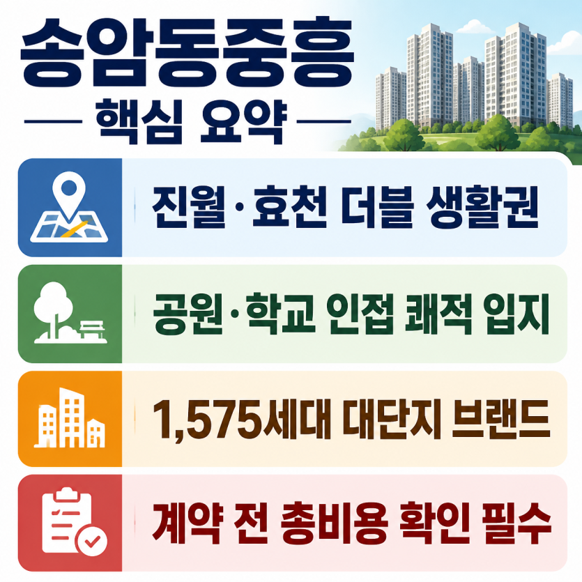 송암동중흥 분양가와 입지 핵심정리