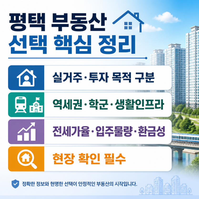 평택 생활권 부동산 핵심 점검 포인트