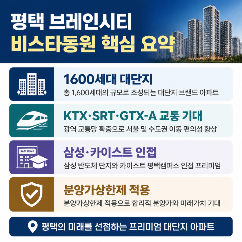 평택 브레인시티 핵심분양 정보 요약