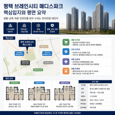 평택 브레인시티 핵심입지와 평면 요약