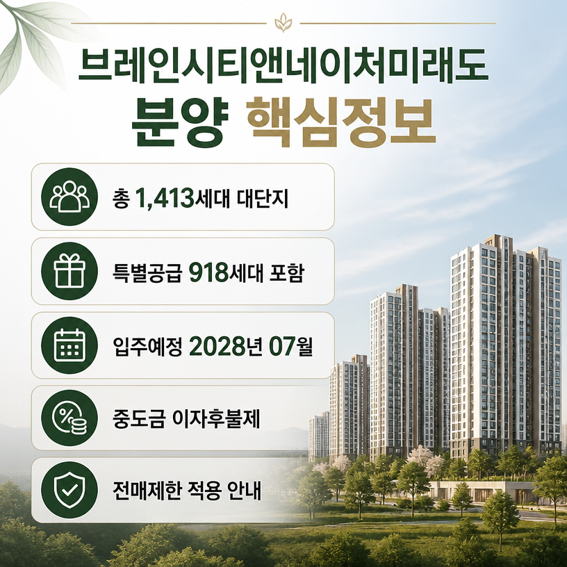 브레인시티앤네이처미래도 핵심분양정보 정리