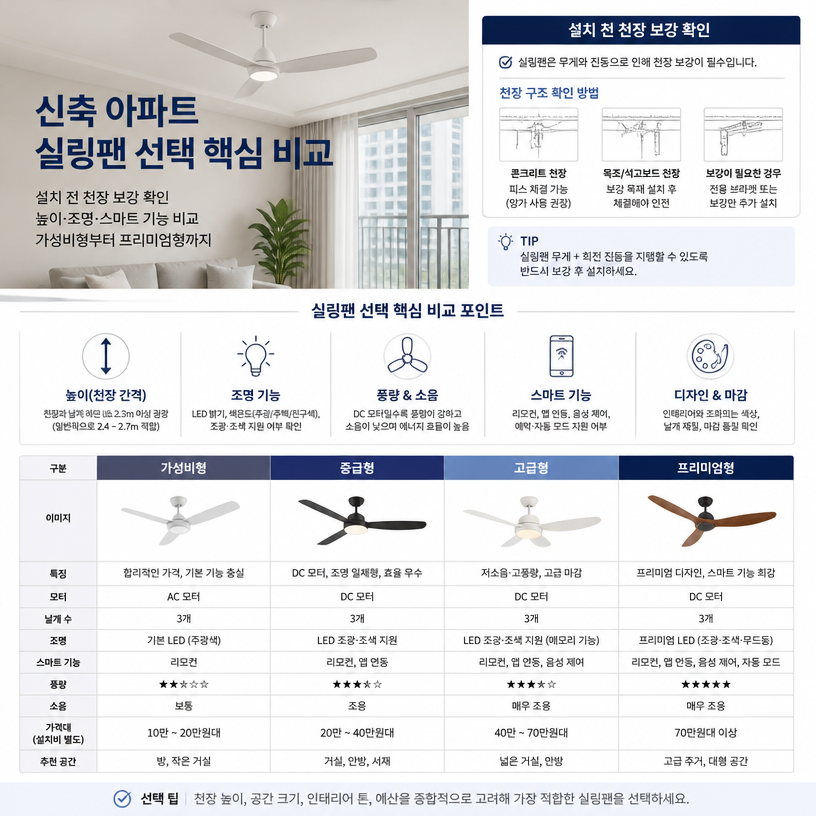 신축 아파트 실링팬 선택 핵심 비교