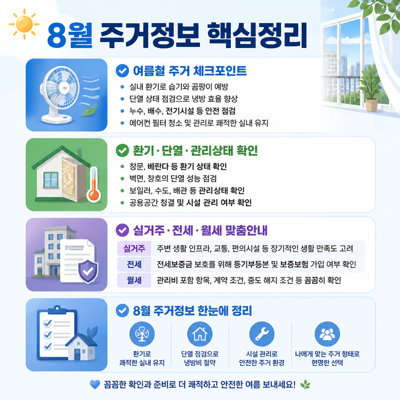 8월 주거정보와 생활안내 핵심정리