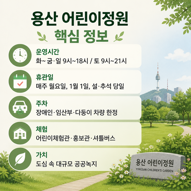 용산 어린이정원 운영안내와 공원보존 핵심정리