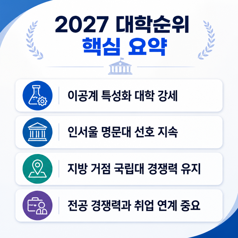 2027 대학순위와 입시흐름 한눈에 정리