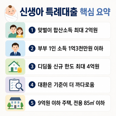 신생아 특례대출 2026 맞벌이 소득과 대환 기준 정리