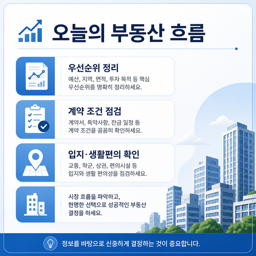 오늘의 부동산 흐름과 거래 우선순위 점검