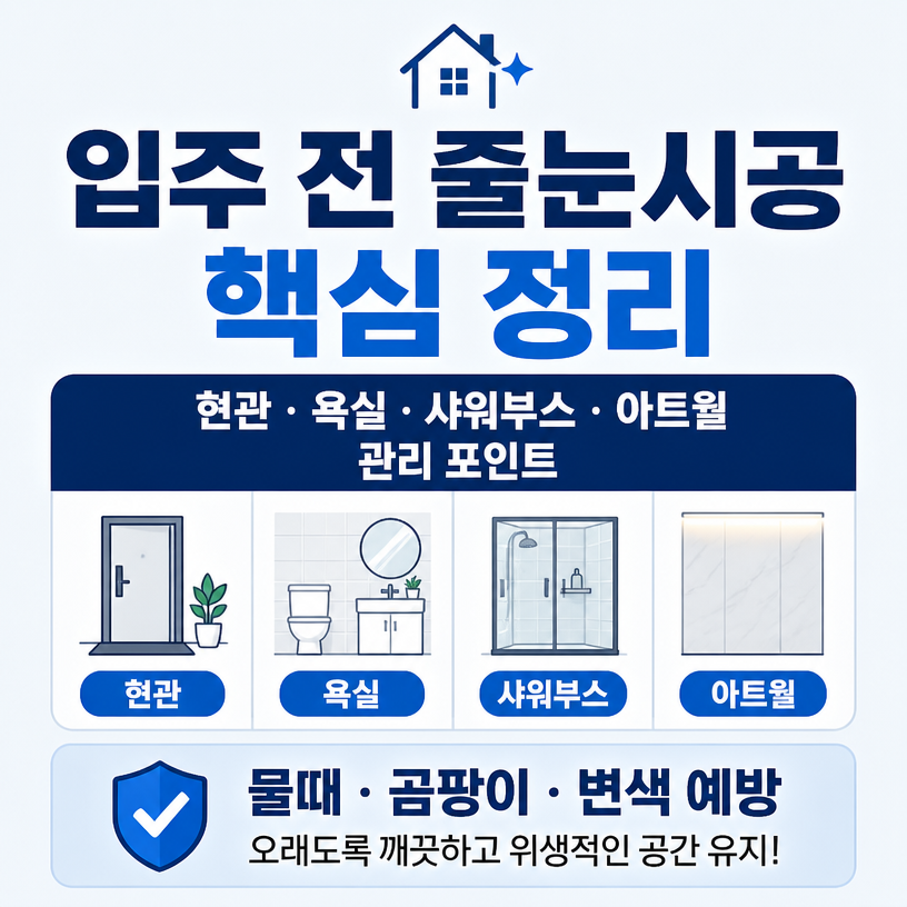 입주 전 줄눈시공으로 깨끗한 신축 완성