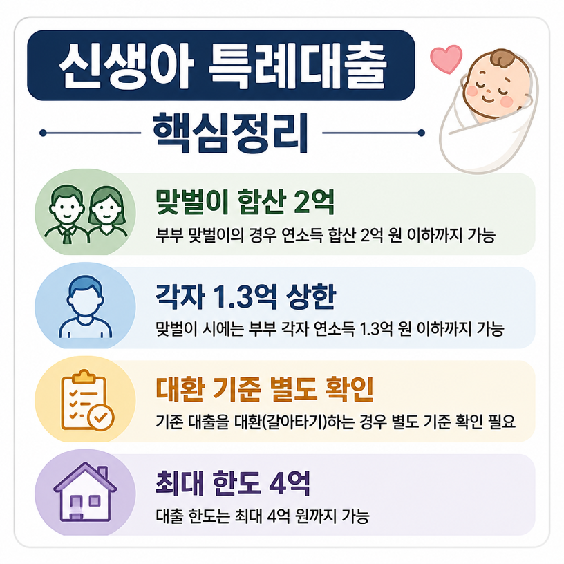 신생아 특례대출 맞벌이 조건 핵심정리