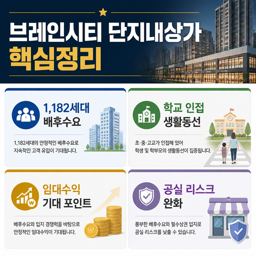 브레인시티 중심 단지내상가 임대수익 핵심정리