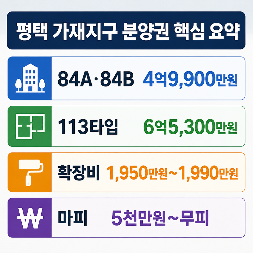 평택 가재지구 분양가와 매물시세 핵심정리